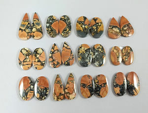 Paire de jaspe maligano naturel, pierres précieuses en cabochon, pierres semi-précieuses, lot pour la fabrication de bijoux - Product Image 4