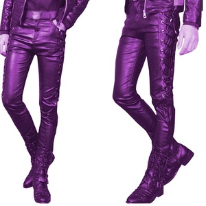 Pantalon décontracté unisexe en cuir et toile OEM, couleur noire, haute qualité, usage quotidien, coupe droite et incurvée, rayé pour homme - Product Image 2