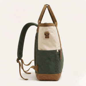 Jute Tote Backpack Eco Friendly Convertible Large Capacity Olive Green Cream Shoulder <b>Bag</b> Reusable Travel Outdoor Daypack Top - Product Image 4