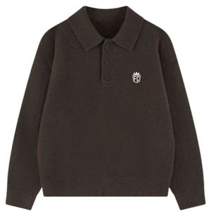 Suéter Polo de Punto para Hombre, Manga Larga, Color Marrón, Textura Suave, Cuello con Botones, Estilo Casual, Invierno, Mezcla de Algodón, OEM - Product Image 1