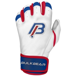 Bulkbear White Baseball Batting <b>Gloves</b> with <b>Red</b> and Blue Custom High Quality Baseiol Sports Fashion Baseball Batting <b>Gloves</b> - Product Image 2