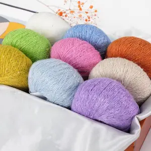 Bioserica Era Factory Hand Woven Diy Color Baby Fine Wool Sequin Yarn Mohair For Woven Scarf Shawl