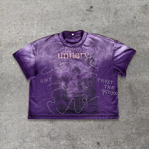 T-shirt streetwear surdimensionné et court pour homme, personnalisé OEM, en coton, imprimé graphique, style hip-hop, grammage lourd - Product Image 3