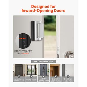 Lot de 2 serrures de porte en alliage d'aluminium pour la sécurité de la maison, 3 pouces, ouverture vers l'intérieur, force de 800 lb, 8 vis, butée de sécurité extra haute de 3 pouces - Product Image 5