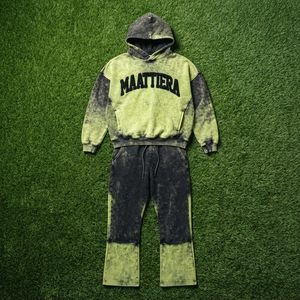 <b>Mens</b> Lime <b>Green</b> Black Acid Wash Color Block Zip Jacket Wide Leg Pants <b>Tracksuit</b> Set Custom Streetwear Outfit Trendy - Product Image 6
