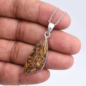 Handmade Mariam Jasper Pendant Necklace 925 Sterling <b>Silver</b> Natural Gemstone Vintage Engagement Party Jewelry Gift for Women - Product Image 3