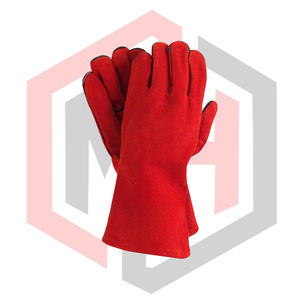 Gants de soudage longs rouges, résistants, en cuir de vachette, anti-déchirure, anti-coupure, pour pompiers, antistatiques, 11 oz - Product Image 1