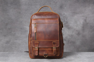 Padded Laptop Leather <b>Backpack</b> <b>Waterproof</b> Anti-Theft Vintage Rucksack Genuine Leather Travel Gear LBP-0409 - Product Image 6