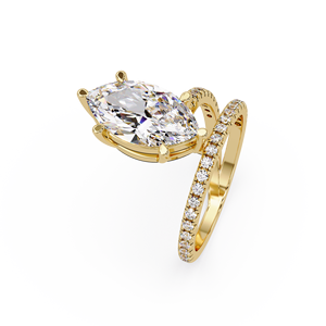 Trendy Beautiful Marquise Solitaire Lab Grown Diamond 1CT 2CT 3CT IGI Certified Open wrap for Women 14K Pure Gold Wedding <b>Rings</b> - Product Image 2