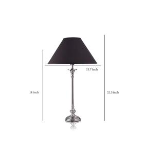 Traditional Chrome Table Lamp with Black Fabric Empire Shade Warm White LED Light for Bedroom <b>Decorative</b> <b>Lighting</b> - Product Image 3