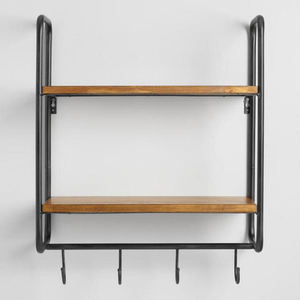 Minimalist <b>Round</b> <b>Wall</b> <b>Shelf</b> Wood Iron Double Tier Storage Rack for Living Room Decor <b>wall</b> <b>shelf</b> - Product Image 3