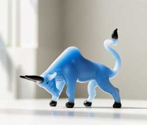Figurine d'animal flamant rose en verre soufflé à la main, pièce d'art décorative de Noël artisanale - Product Image 1