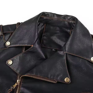 <b>Men</b>’s Black Leather <b>Biker</b> <b>Jacket</b> – Motorcycle Fashion <b>Jacket</b> with Multiple Zipper Pockets and Adjustable Waist Belt - Product Image 5