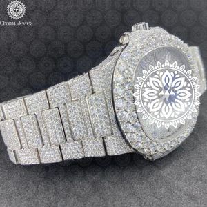 Charm_Jewels Luxury Stainless Steel <b>Diamond</b> Paved Analog Quartz <b>Watch</b> Women Fashion Jewelry 30mm Round Case Folding Clasp - Product Image 2