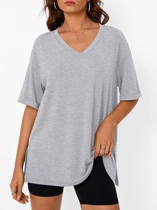 Camisetas de Verano para Mujer, Tallas Grandes, Cuello en V, Algodón, Moda Diaria, Venta al Por Mayor, Camisetas Lisas, Ajuste Cómodo, Ropa de Verano - Product Image 1
