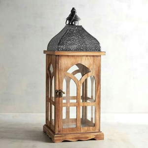 <b>Set</b> of 2 Rustic Wooden Lanterns Farmhouse Style Star Cutout <b>Candle</b> Holders Indoor Outdoor Vintage Home Decor with Handle - Product Image 6