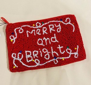Pochette rouge perlée avec broderie lettre de Noël, porte-monnaie zippé, organisateur de cadeaux de fêtes - Product Image 4
