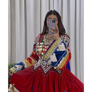 Premium Fabric Custom <b>Embroidery</b> Solid Floor Length Afghan Dress Women Personalized Wedding Wear Flared Casual Afghan Dress - Product Image 4