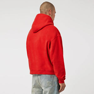 Sweat-shirt à capuche surdimensionné rouge personnalisé en molleton de coton, coupe décontractée, unisexe, streetwear, vêtements de mode décontractés, qualité supérieure - Product Image 3