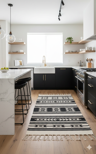 Tapis de couloir / tapis en coton tissé à la main avec motif floral moderne, lavable en machine, réversible, pour la maison, le camping, les pique-niques, les voyages, la prière - Product Image 2