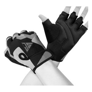 Guantes de Medio Dedo con Logotipo Personalizado OEM, Hechos de Tela Elástica de Poliéster, Cuero Sintético y Tela de Pana - Product Image 1
