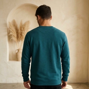 Sweat-shirt à col rond surdimensionné pour homme, patchwork, en molleton français, pull décontracté, streetwear, automne, en coton tricoté - Product Image 3