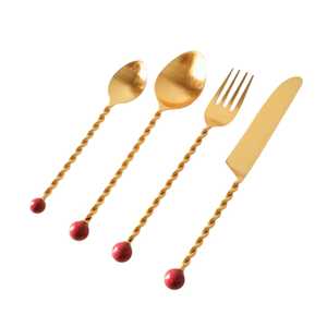 Juego de Cubiertos con Mango Retorcido y Extremo Esférico, Juego de 4 Piezas al Mejor Precio - Product Image 6