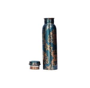 Botella de Cobre Puro con Base Azul y Diseño Único Dorado, Compre Directamente del Proveedor a Precio de Mayoreo - Product Image 1