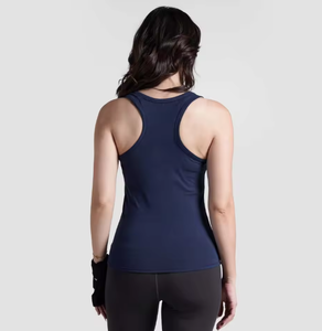 Débardeur bleu pour femme, sans manches, vêtement de sport, logo personnalisé, extensible, respirant, gilet de fitness, vente en gros OEM - Product Image 2