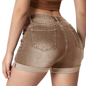 Womens <b>Denim</b> Shorts Mid <b>Stretch</b> Distressed Casual Summer Rolled Hem Skinny Fit Quick Dry Breathable OEM ODM Custom Apparel - Product Image 2