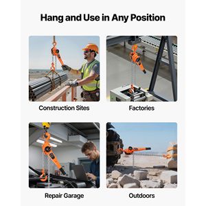 Paranco a Catena Manuale per Carichi Pesanti 3T 6600LBS Capacità 20FT Sollevamento Acciaio Legato G80 Doppia Zampa Meccanico - Product Image 5