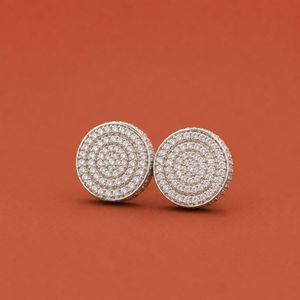 Round Pave <b>Moissanite</b> Diamond Stud <b>Earrings</b> in 925 Sterling Silver with Layered Halo Design - Product Image 1