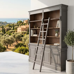 Roberto Eco-Friendly Durable Grey <b>Solid</b> <b>Wood</b> Library <b>Desk</b> Modern Minimalist Design Natural Grey Finish for Home Office Workspace - Product Image 2