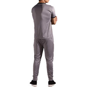 Ensemble de sport pour homme gris clair à col zippé, coupe ajustée, écologique, respirant, pour l'entraînement, le jogging, la gym, la course à pied, le fitness, vêtements de sport personnalisés - Product Image 2