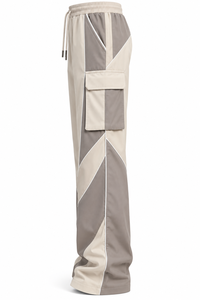 <b>Men's</b> Color Blocked Wide Leg Cargo Pants Elastic Waist Drawstring Multiple Pockets Casual Breathable Spring Style - Product Image 3