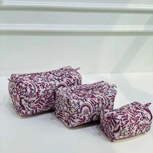 Tiger Print Cotton Toiletry Bag Set Of 3 Quilted Block Printed Wash pouch Makeup Bag Block Print Travel Cosmetic set - Product Image 6