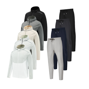 Men's Hooded Tracksuit Full Sleeve Zipper Sporty Jogging Suit 2 1 Design <b>Fleece</b> Breathable Regular Fit Autumn Wear Polyester - Product Image 1