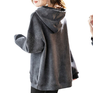 Sudadera con Capucha Personalizada para Mujer, 100% Algodón Lavado, Estilo Oversize, con Pedrería, Hombros Caídos, Estilo Casual, Proveedor OEM - Product Image 5