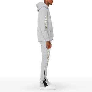 Two Piece <b>Tracksuits</b> For Street Wears OEM Sun Faded Women Stacked Joggers Flared Sweatpants and Hoodie Womens Set - Product Image 3