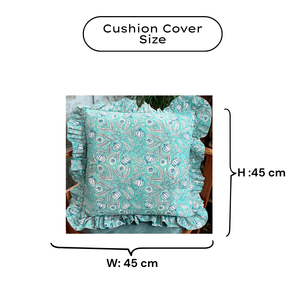 Funda de Cojín de Lujo Estilo Bohemio de Jaipur, Estampada a Mano, con Volantes, de Algodón, Duradera, Sostenible y Personalizable para el Hogar - Product Image 6