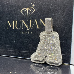 Colgante de Letra A Personalizado de Lujo, con Diamante VVS Certificado por IGI, en Plata de Ley 925, Estilo Hip Hop, para Hombres y Mujeres, Ideal para Fiestas - Product Image 3