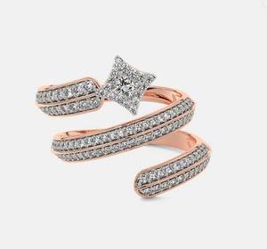 Unisex Geometric Cocktail <b>Ring</b> <b>Set</b> Lab Grown Diamond Pave Setting 14K <b>Gold</b> Plated Stainless Steel IGI Certified Hiphop Style - Product Image 1