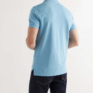Polo en coton bleu clair à manches courtes pour homme, couleur unie, style décontracté, respirant, coupe classique - Product Image 4