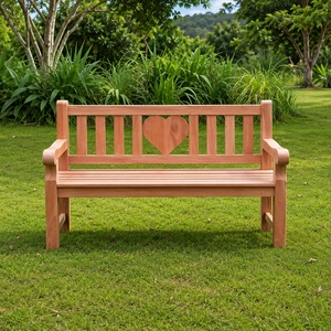 Solid Teak Wood 3 Seater Garden <b>Bench</b> Heart-Shaped Design Durable Outdoor Patio Furniture Slatted Back Seat for Hotel Use Model - Product Image 2