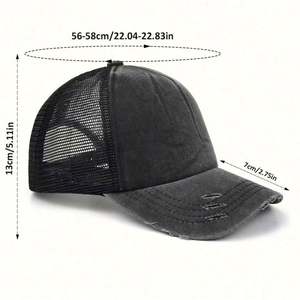 Gorra de béisbol vintage para mujer con malla desgastada, estilo camionero, para cola de caballo o moño despeinado, con logotipo personalizado - Product Image 4