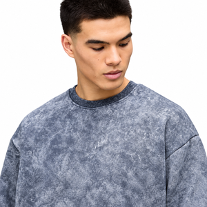 Men's Oversized <b>Tie</b>-<b>Dye</b> Crewneck <b>Sweatshirt</b> Regular Fit Casual Knitted Cotton French Terry Autumn Wear - Product Image 4