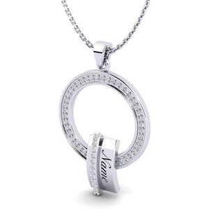 Elegante colgante con diseño de letra plateada y moissanita, con cristal, estilo hip hop, joyería unisex. - Product Image 2