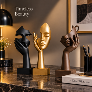 Modern Abstract <b>Face</b> Sculpture Set | Artistic Hand Figurines Luxury Tabletop Statues for Living Room Office Home Decor Gift Gift - Product Image 4