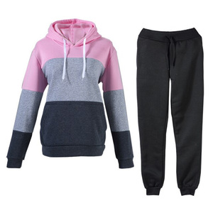 Women's Red Hooded <b>Sweatshirt</b> With <b>White</b> Drawstring And Stripe Sleeves Matching Black Joggers Casual Tracksuit Autumn Wear - Product Image 5
