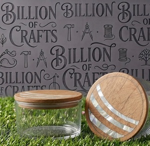 Round Acrylic Candy <b>Storage</b> <b>Container</b> with Artistic Wooden Lid for Retail Display - Product Image 1